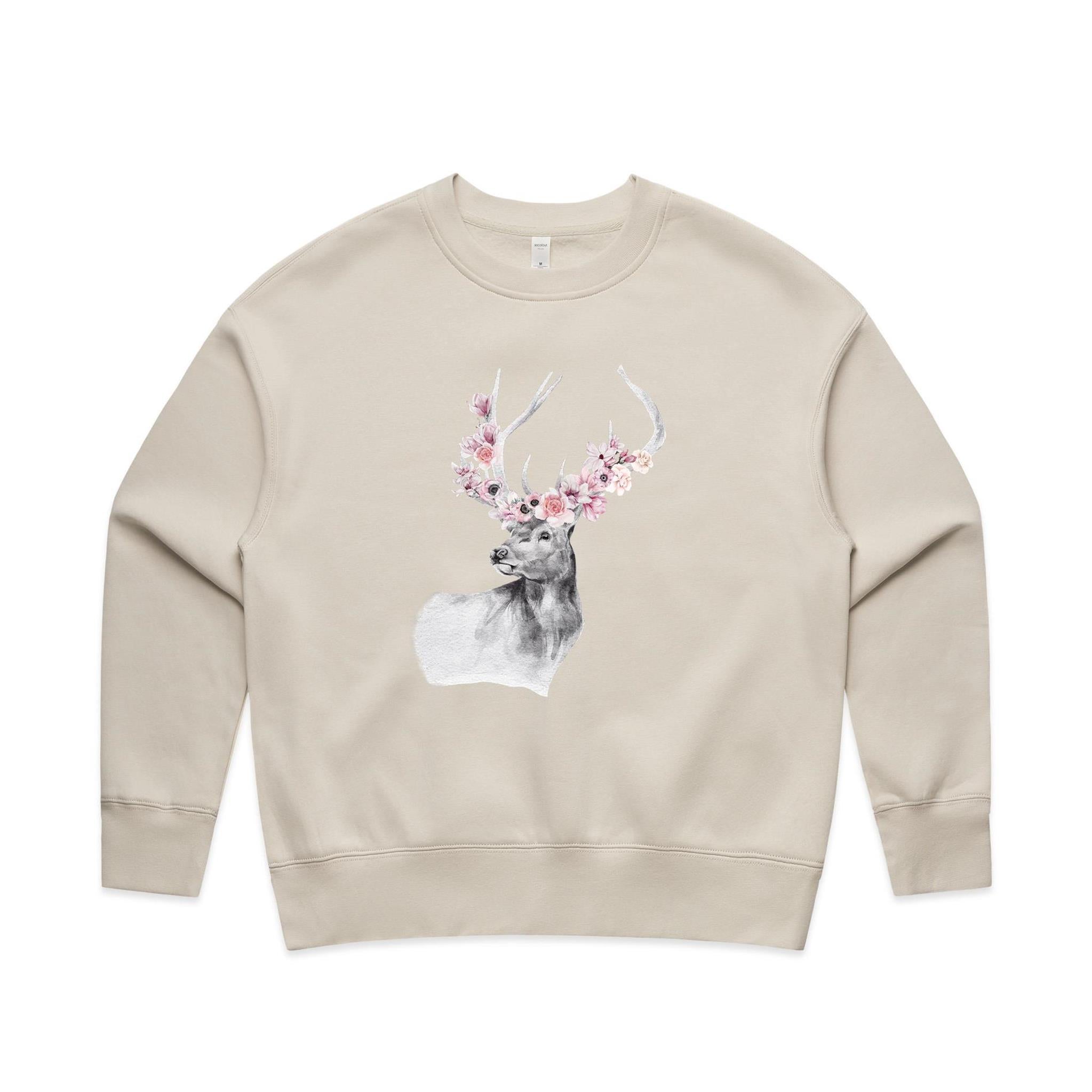 Floral Stag Relax Crew