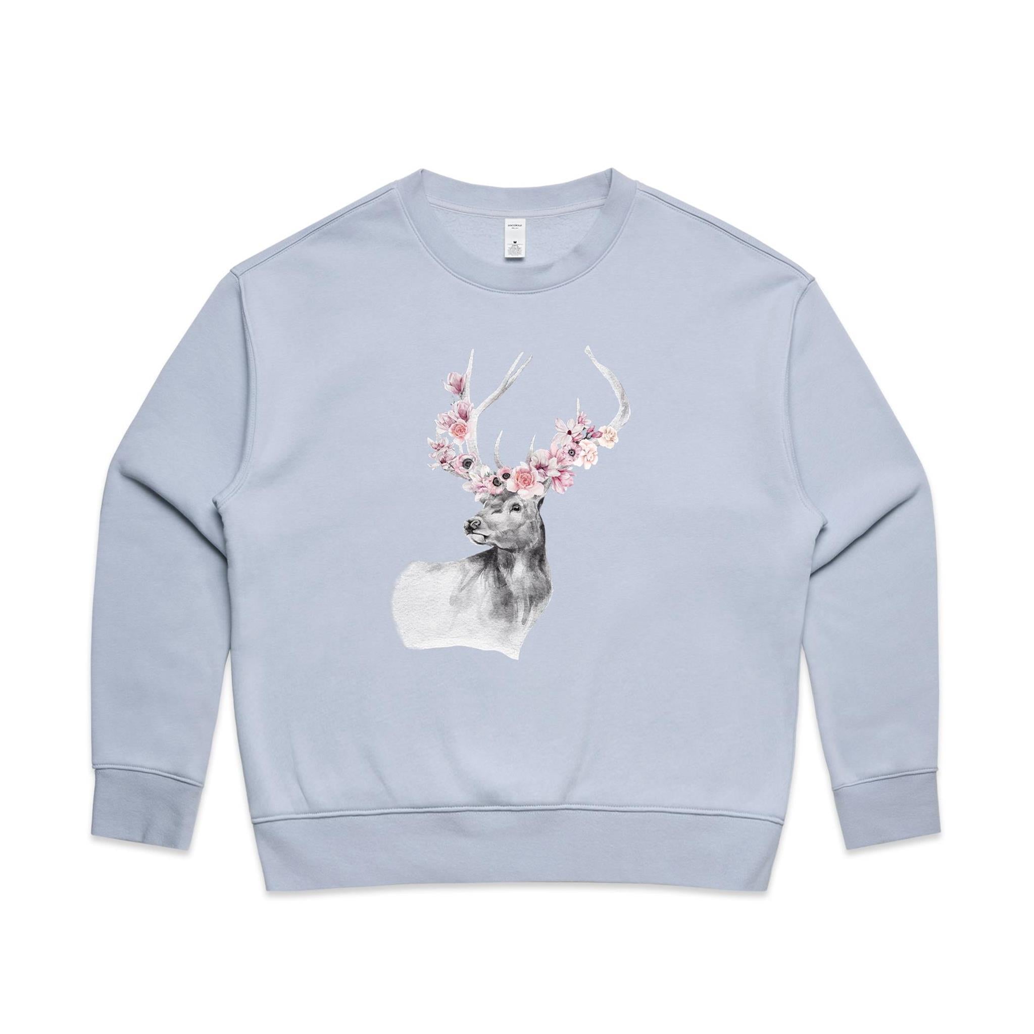 Floral Stag Relax Crew